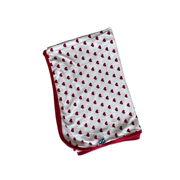 KicKee Pants Red Heart Print Baby Swaddling Blanket - Picture 1 of 7